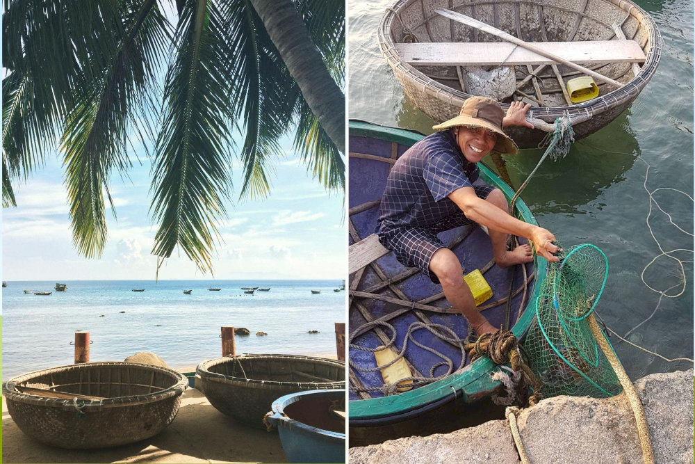 Bai Huong Beach is a peaceful fishing village,